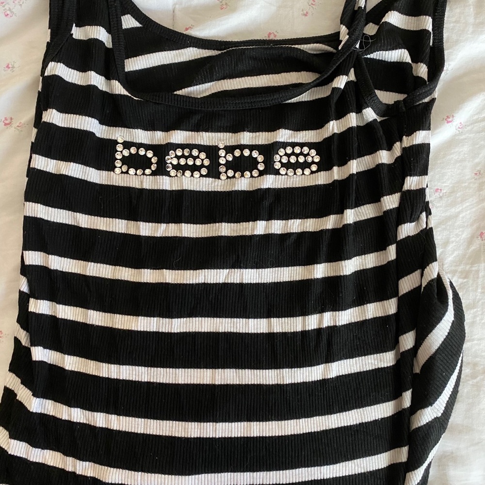 Bebe swarovski logo sleeveless top